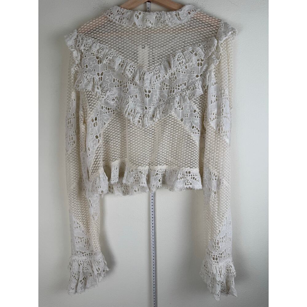 NWT By Anthropologie Embroidered Lace Cropped Jacket Blouse XL - Picture 10 of 14